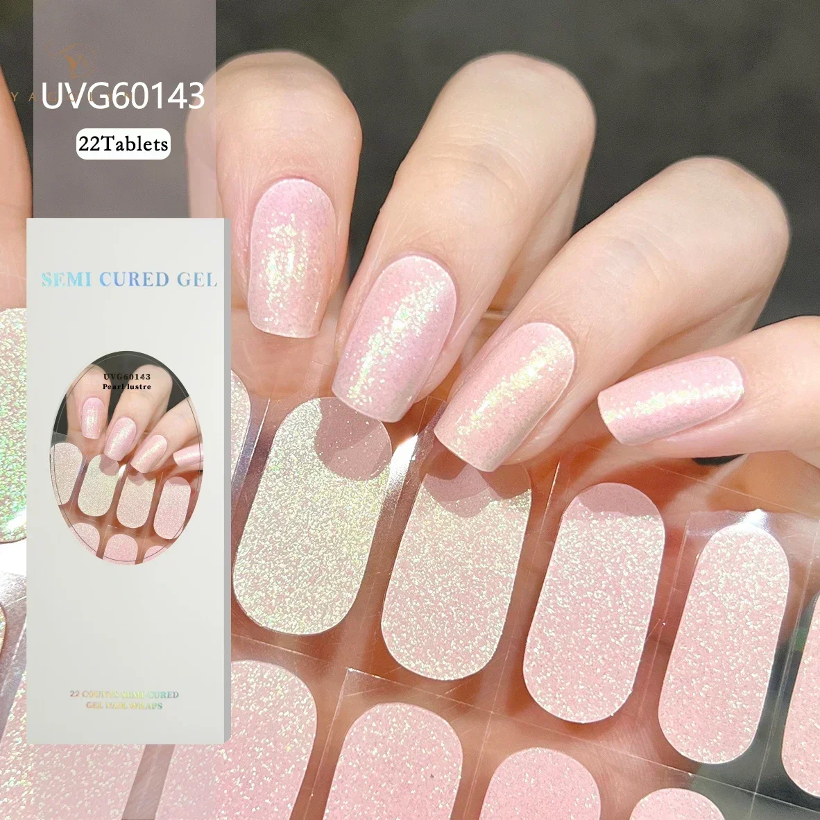 Semi-Cured Gel Nail Patch Adhesive Sliders Full Gel Nail Stickers Nail Decals DIY Manicure Harden In UV Lamp 16/20/22Tips