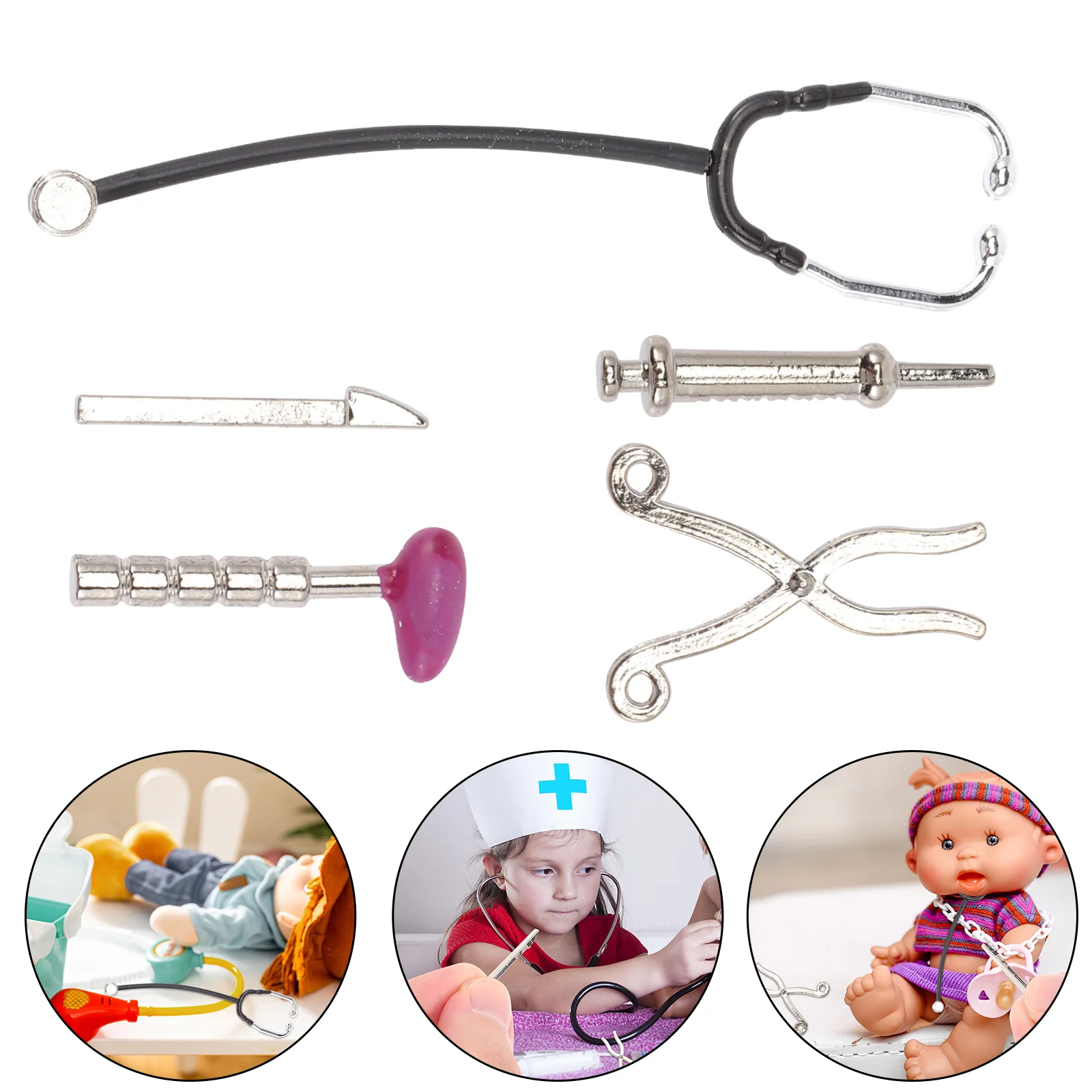 Mini Doctor Suit MinimouseChildren's Toys House Accessory Tools Miniature Stethoscope Alloy Model