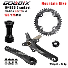 GOLDIX – plateau de manivelle de vélo en alliage d'aluminium, 104BCD, pédalier de vtt, avec fond de 170mm, noir, 32T 34T 36T 38T