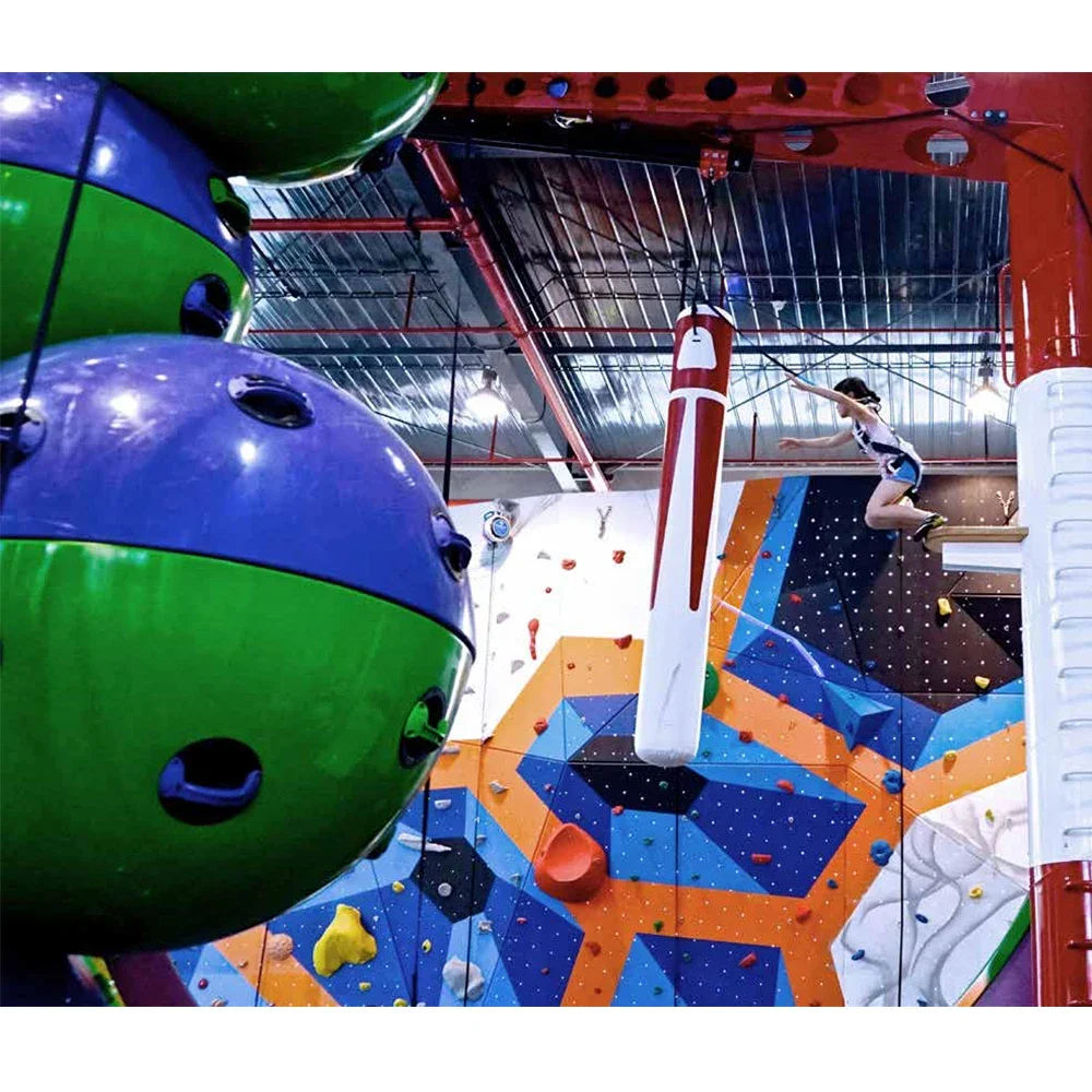 Popular Kids Rock Amusement Equipment Indoor Rock Climbing Wall With Descending Device