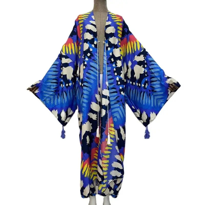 XIZEOSummer Women Cardigan stitch Cocktail sexcy Boho Maxi African Holiday Batwing Sleeve cottonfeeling Robe kimono kaftan