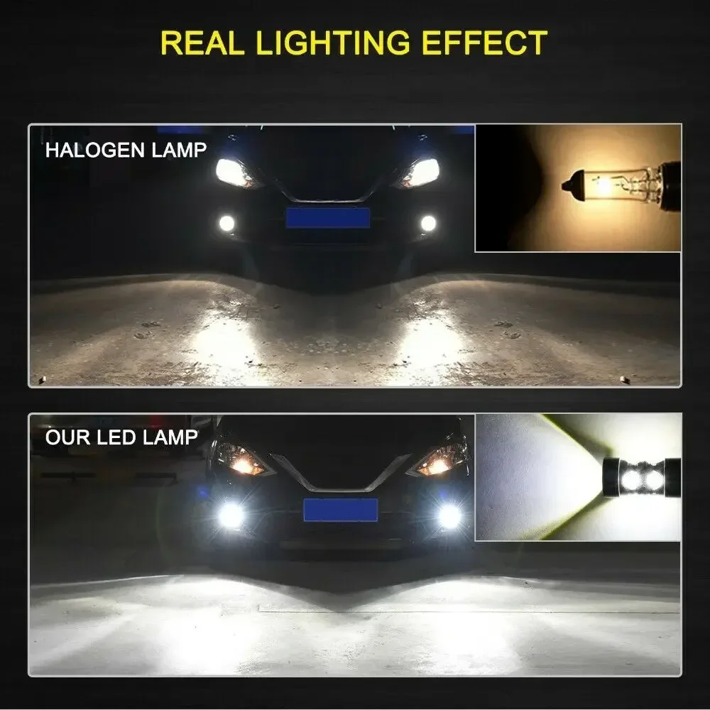2x H8 H10 H11 Led HB4 9006 HB3 9005 Fog Lights Bulb 10SMD 50W 1200LM 6000K White Car Driving Running Lamp H4 H7 H16 LED Light 6
