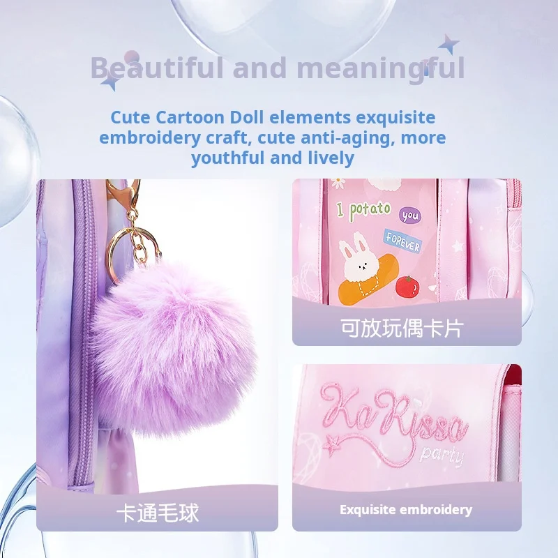 New Pink Princess Primary School Bag Children's Backpack Girls Lightweight Large Capacity Spine Protective Backpack for Students