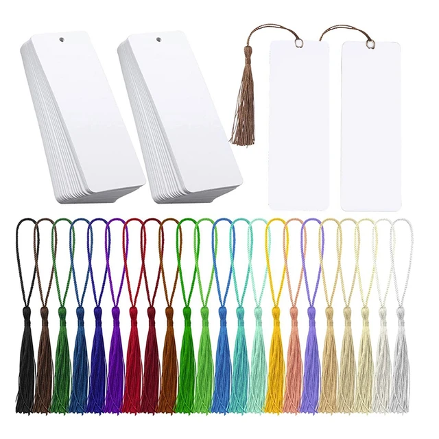 100pcs Sublimation Blank Bookmark Metal Blank Bookmarks with Hole and  Tassels Sublimation Blank Bookmarks to Decorate DIY Cra