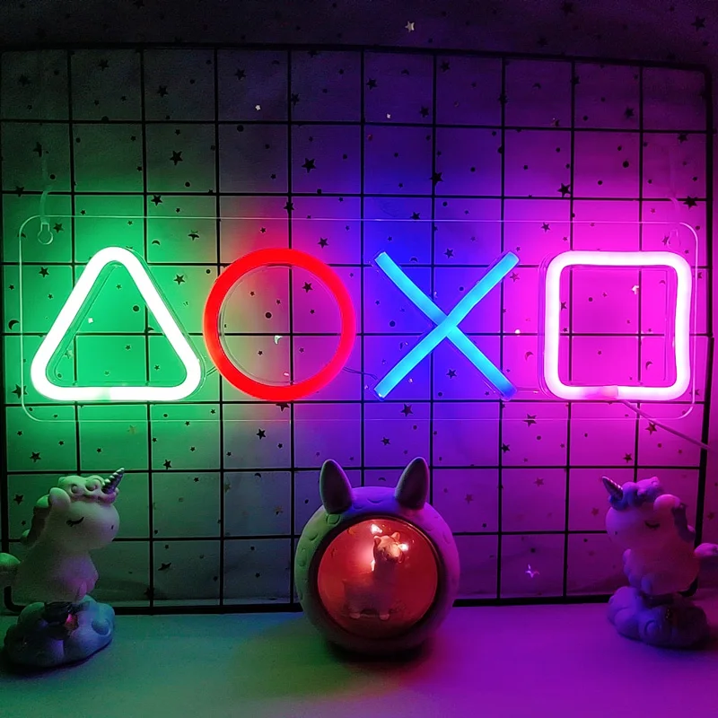 FINOTI enseigne Lumineuse néon LED avec Impression Manette Jeu Panneau Lumineux LED pour Main Jeu LED pour Salle Jeux Chambre Bar pub Club Chambre ado Art décoration Salle Jeu Domicile,110cm