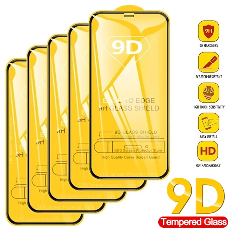 1-5Pcs 9D Tempered Glass for IPhone 11 12 13 Pro Max 6 S 8 7 Plus Screen Protector for IPhone 13 14 XS MAX X XR Full Cover Glass 1