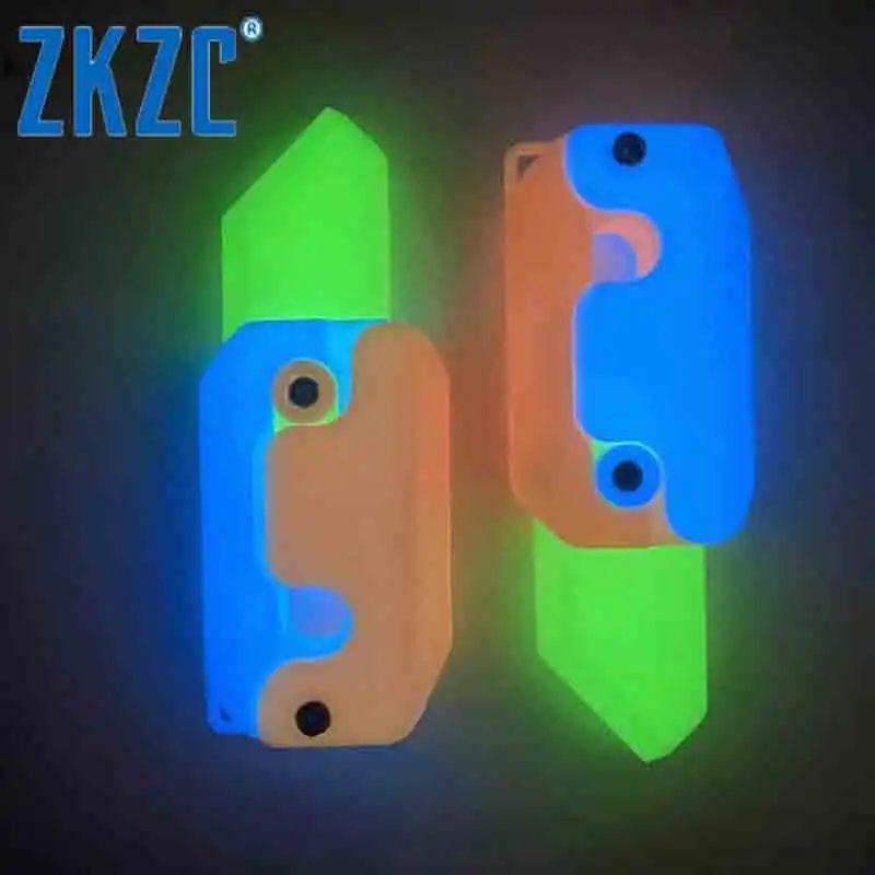 

Fluorescence 3D Carrot Gravity Knife Fidget Toys Children Decompression Push Card Small Toy 3D Knife Gifts