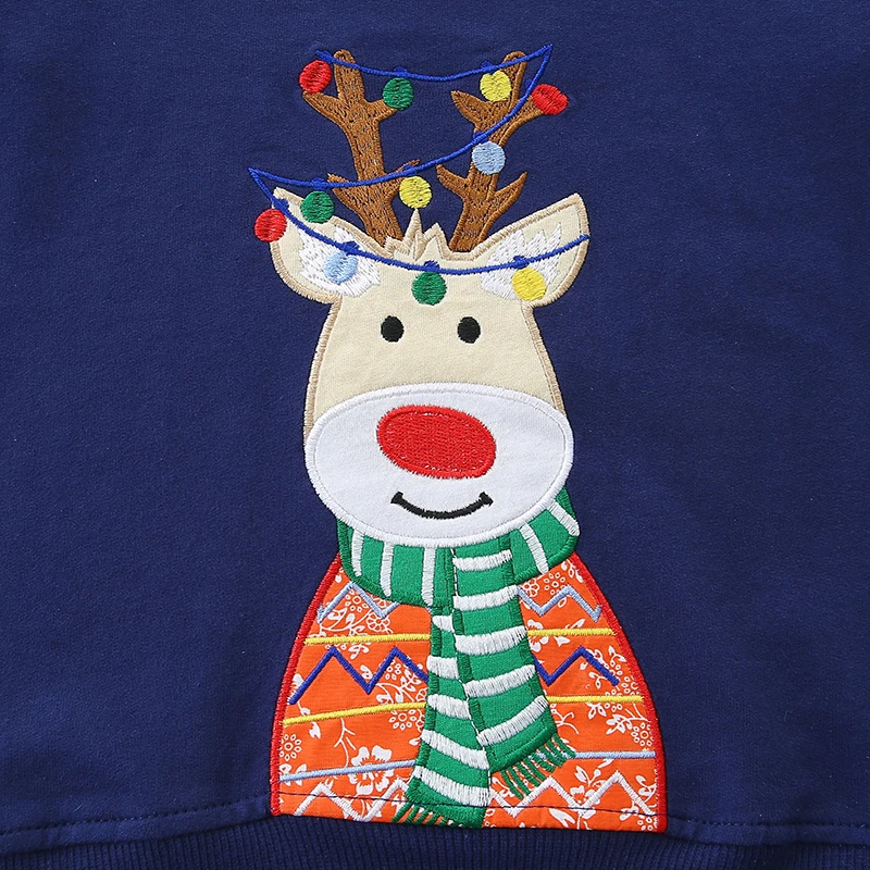Boys Long Sleeve New Hoodie Tops Kids Clothes Baby Boys Girls Autumn Children's Clothing Cartoon Christmas Deer Sweatshirts