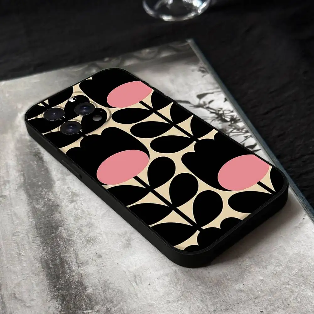 Chic Multi Stem Orla K-Kiely Folio Phone Case - Black Silicone Soft
