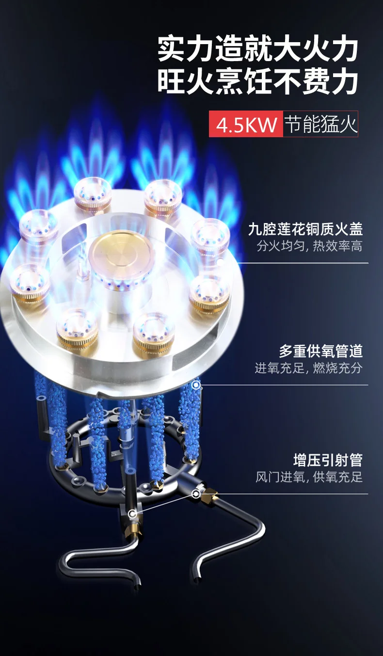 Vantage Gas Stove Single Stove Desktop Liquefied Gas Household Natural Gas Energy-saving Stainless Steel Fierce Fire Gas Stove 4