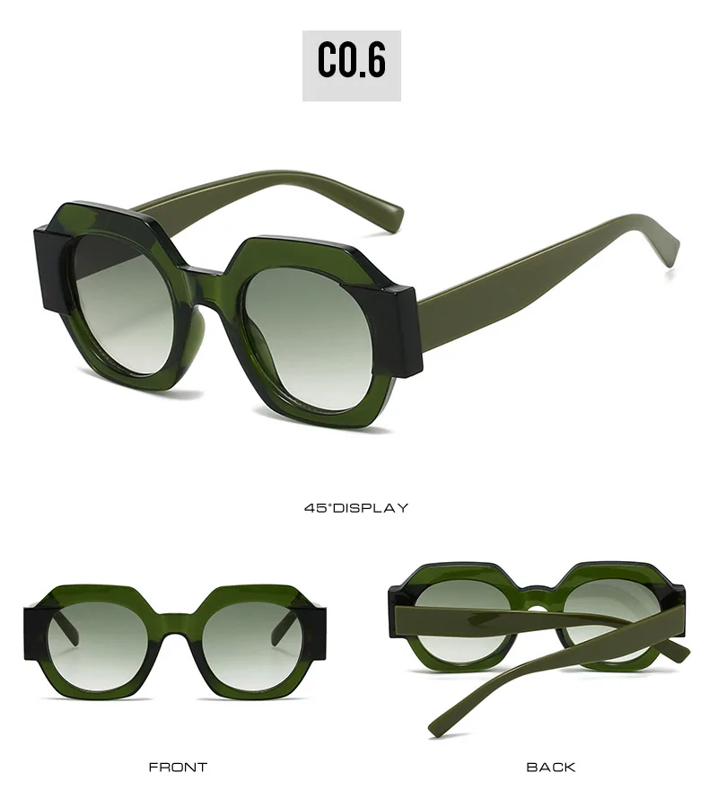 SO&EI Ins Beliebte Mode Polygon Quadrat Doppel Farbe Frauen Sonnenbrille Vintage Gradient Shades UV400 Männer Punk Sonnenbrille – Detail 12