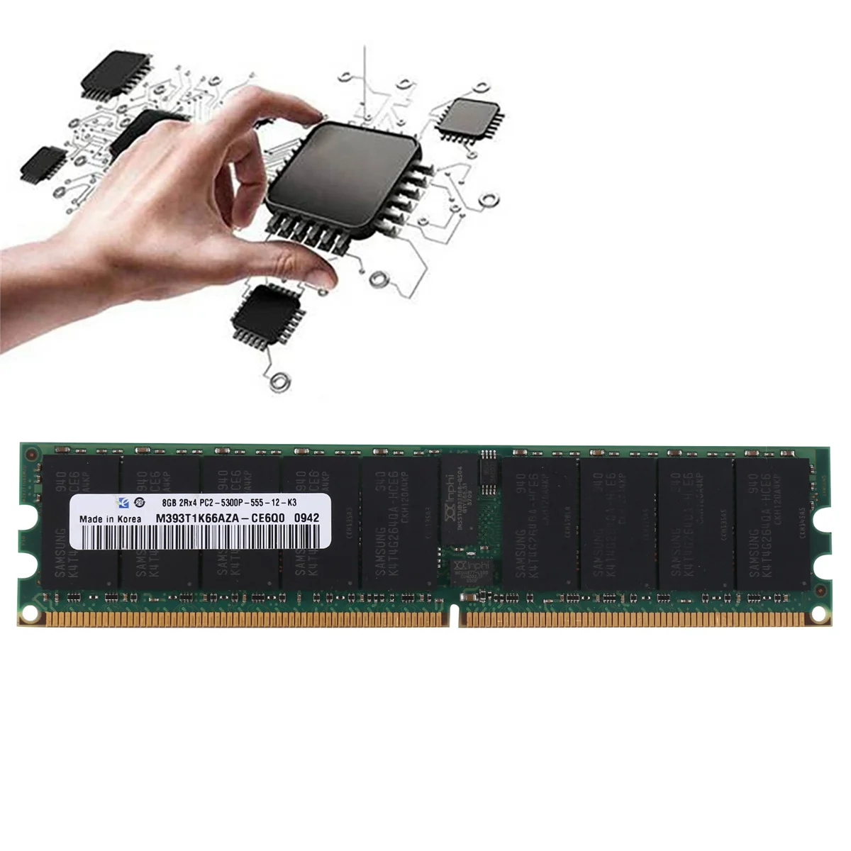 워크스테이션용 RECC RAM + 냉각 조끼, PC2 5300P 2RX4 REG ECC 서버 메모리 RAM, DDR2 8GB, 667Mhz