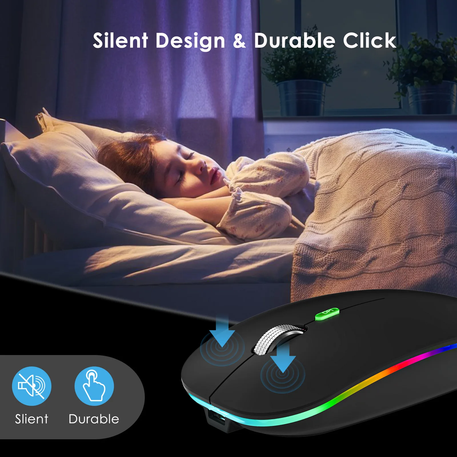 2 in 1Wireless Mouse with Mouse Mover Rechargeable LED Dual Mode USB Wireless Mouse Jiggler  Undectable Device