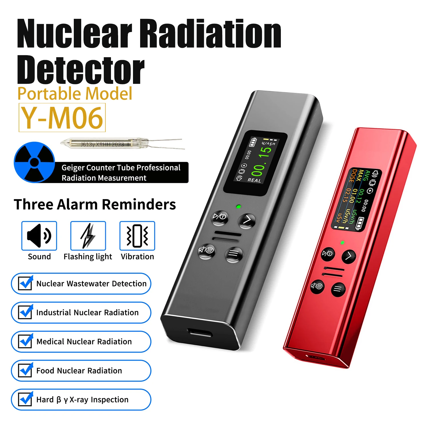 Y-M06/F8 Geiger Counter Nuclear Radiation Detector Personal Dosimeter X-ray &gamma;-ray &beta;-ray Radioactivity Tester Marble Detector radiation detector geiger counter
