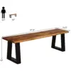 Wooden Dining Bench Seating Chair Rustic Indoor Outdoor Furniture Rustic Brown Black 4