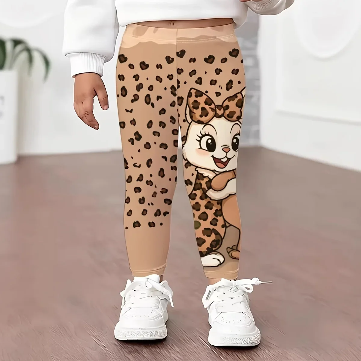 1 paio di leggings stampati carini, comodi e traspiranti, elastici, adatti a tutte le stagioni, abbigliamento da gioco per ragazze - immagine 5