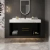 40 Inch Modern Wall Mounted Bathroom Vanity with Ceramic Sink. Quick Assembly Solid Wood Floating Bathroom Vanity Cabinet 5