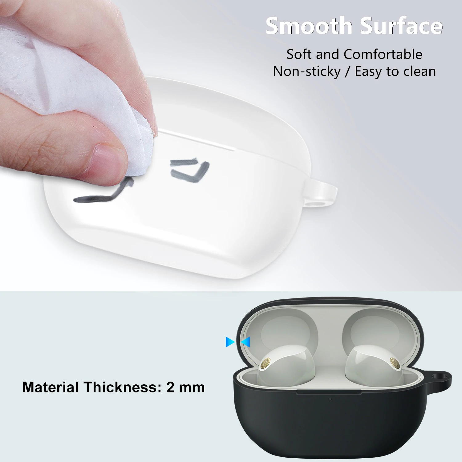 Smooth Surface Silicone Protective Case with Hook – Vogue Simple Style Cover