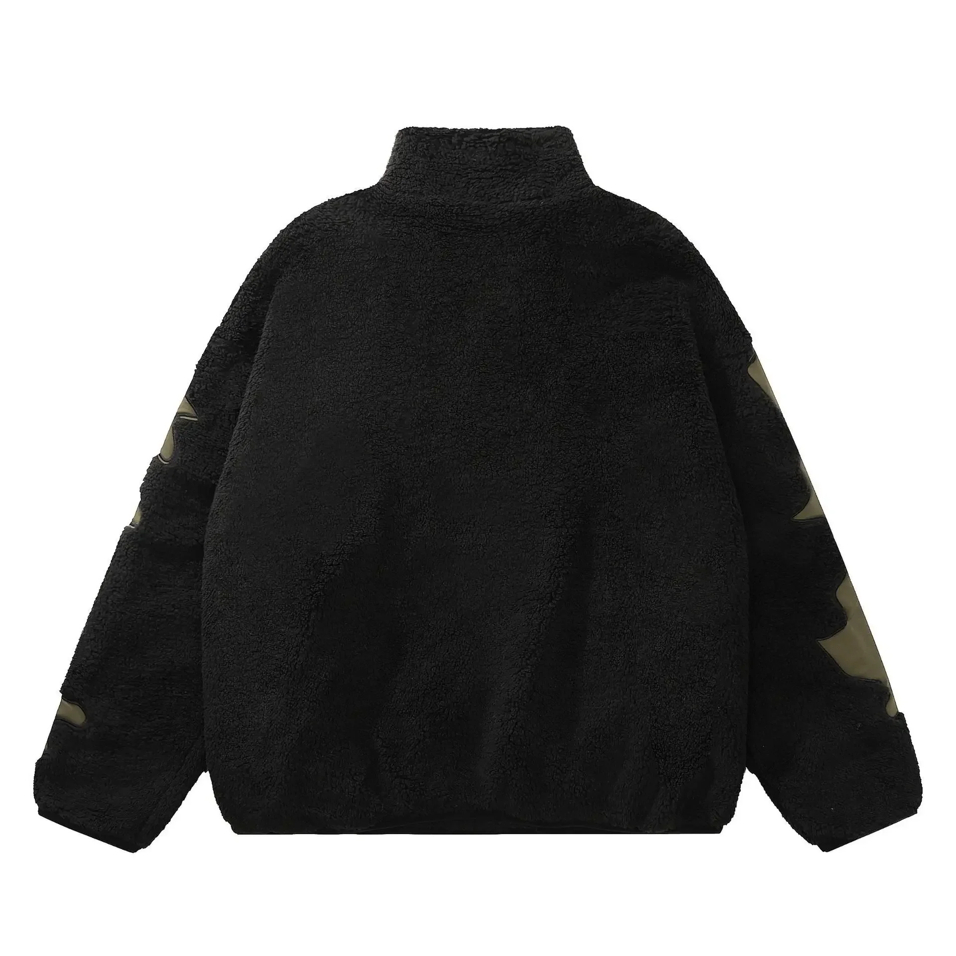 Y2K retro splicing embroidered cotton jacket winter new warm American loose stand-up collar contrasting color men's top