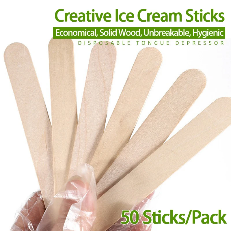 50/100pcs Ice Cream Sticks Wooden Popsicle Sticks Hand Crafts DIY Wooden Decoration BJL003 2