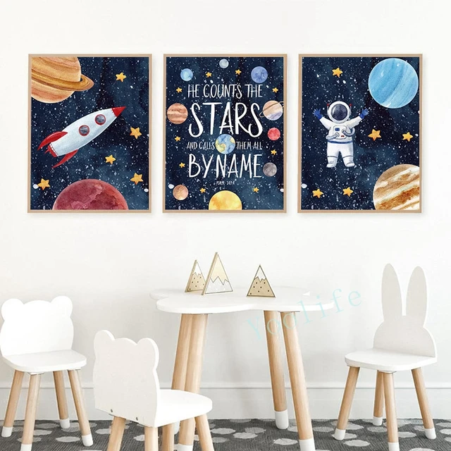 Zensh, Astronaut Poster Galaxy Colorful Spaceman Wall Art Blacklight  16x24in Unframed HD Canvas Home Decor