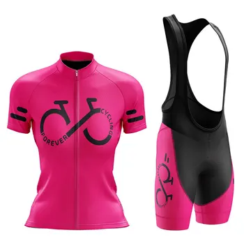 Forever Cycling Team Women Cycling Clothing Summer Short Sleeve Cycling Jersey Set Mountain Bike Clothes Maillot Ciclismo Mujer 1