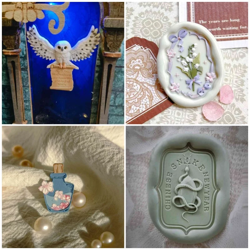 Diy Creative Stamps Lacquer Roses Sunflowers Carved Fireworks Gemstones Alien Reliefs Cats Cute Copper Head Stamps Toys Envelope