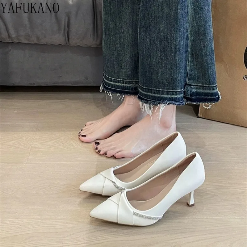 

Trend Fashion Rhinestone High Heels Korean Style Shallow Mouth Pointed Toe Stiletto Women's Pumps Elegant Girl Party Prom Shoes