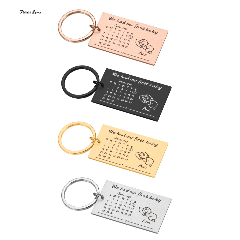 

KeyChain Gift for Baby Birth Anniversary Custom Name and Date Character Image Keyring Personalized Gifts Engrave Jewelry Present