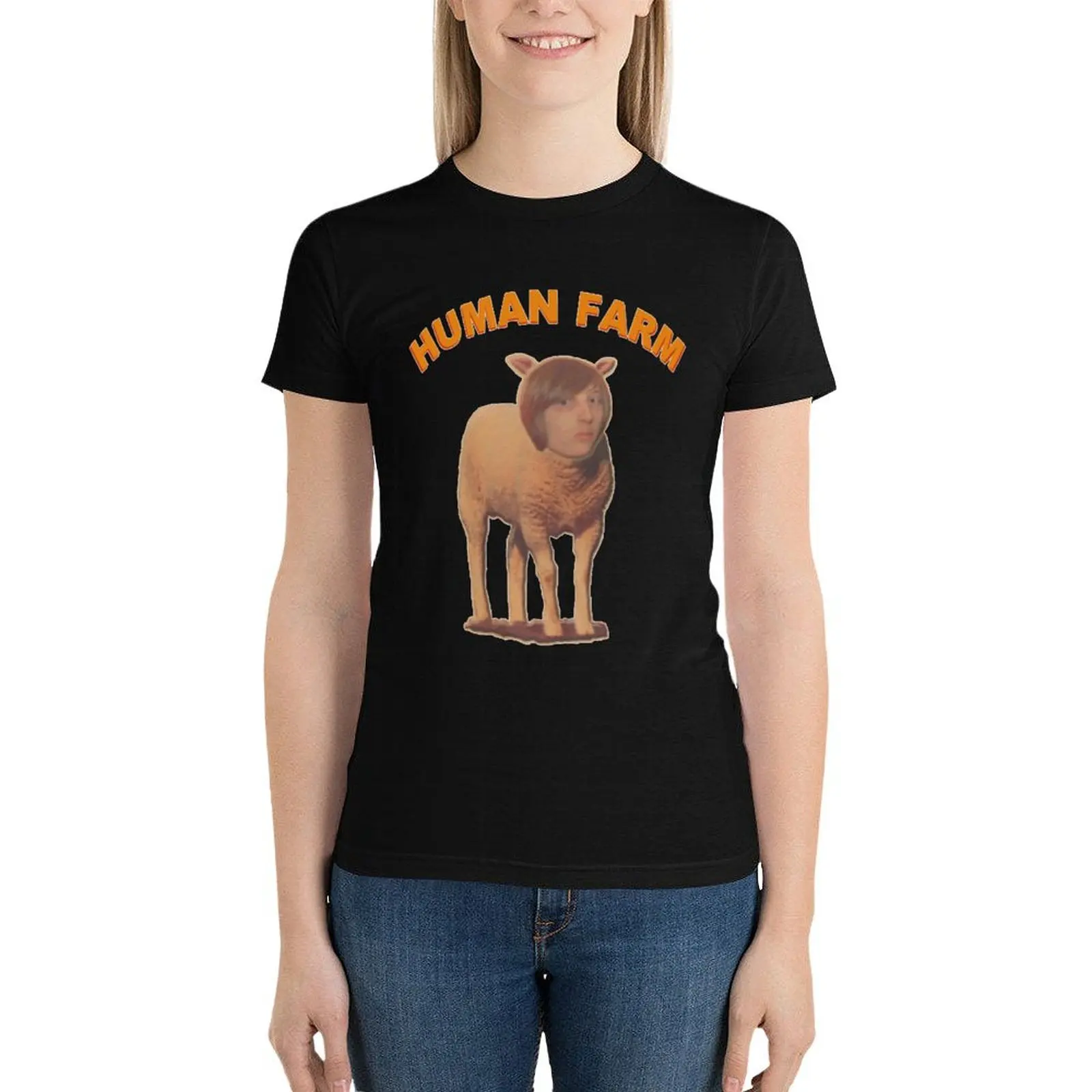 Human Farm T-Shirt Female clothing summer top korean Women's clothes