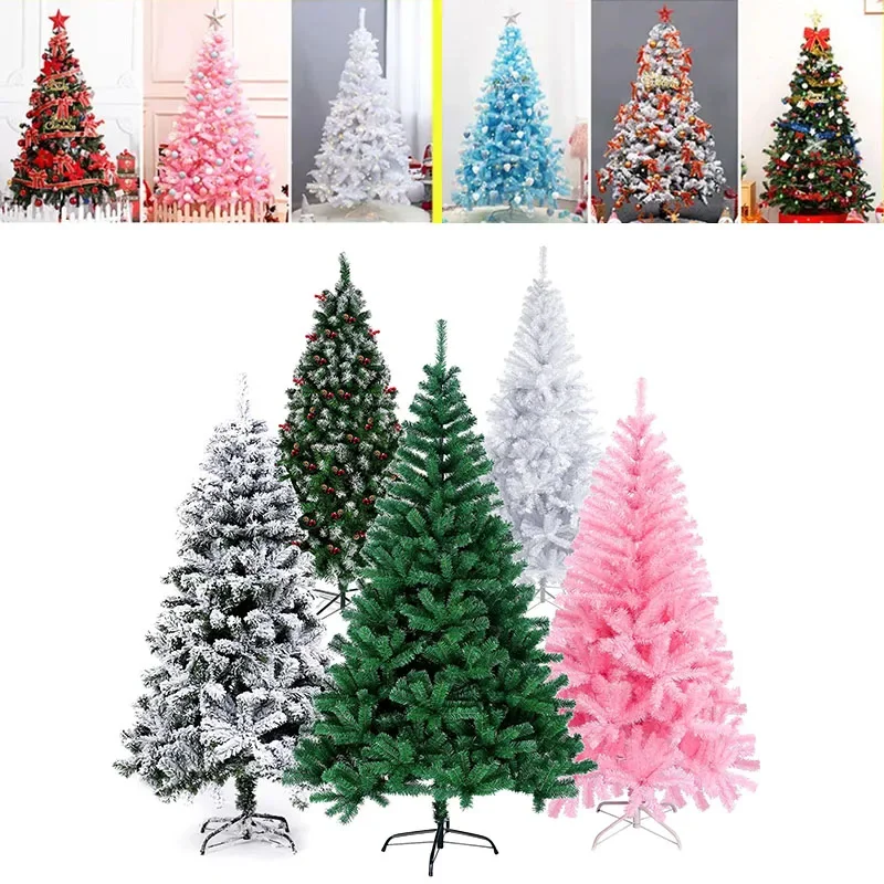 

1.2/1.5/1.8/2.1m Artificial Christmas Pine Tree Navidad PVC Encryption Holiday New Year Decoration White Pink Green Crismas Tree