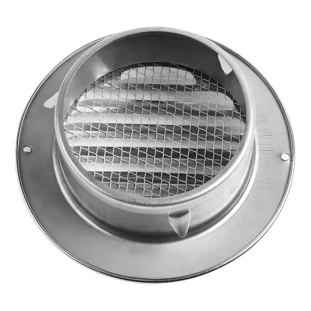1pc Flat Round Air Vent Stainless Steel Grill Metal Cover Circle Ducting Ventilation ⌀80mm 100mm Outdoor Air Circulation