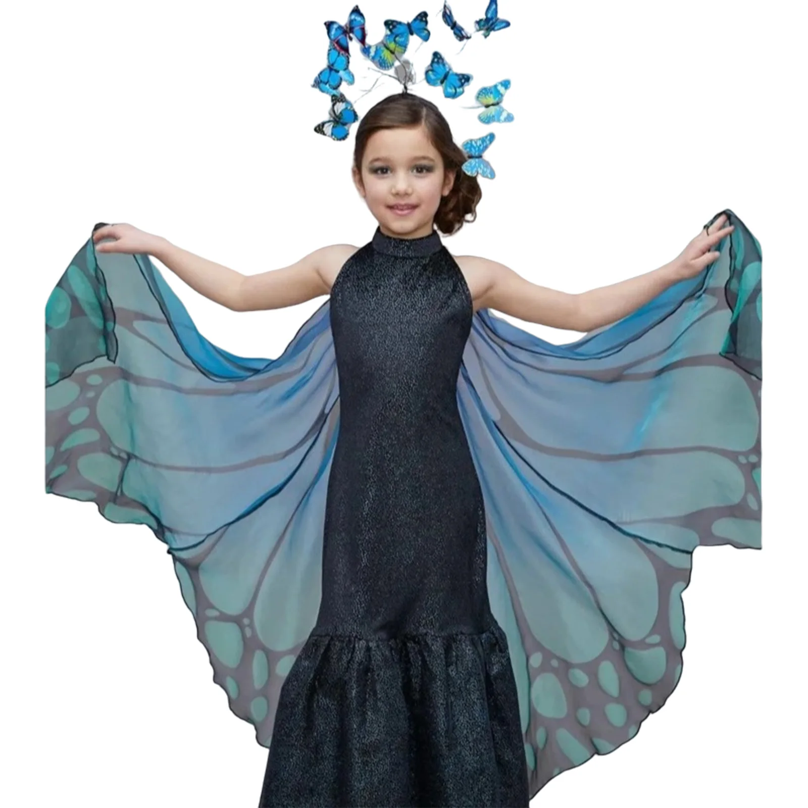 

Butterfly Wings Dance Costume Cloak For Girls Dress-Up Pixie Shawl Cloak Party Stage Story Telling Halloween Performance