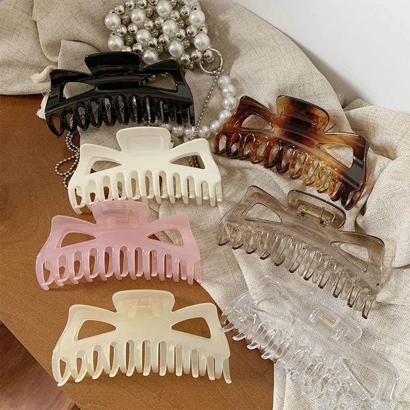 Große Schleife Klaue Clip Frauen aushöhlen Französisch Retro Haarspange Hochsteckfrisur Hai Clip Übergroße Hai Klaue Haar-Accessoires