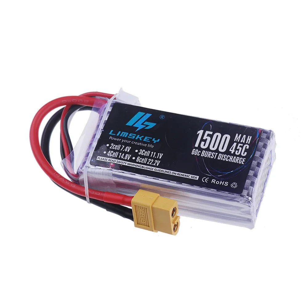 Gros plan sur la batterie LiPo 11.1V 7200mAh XT60 pour voiture RC, étiquette visible
