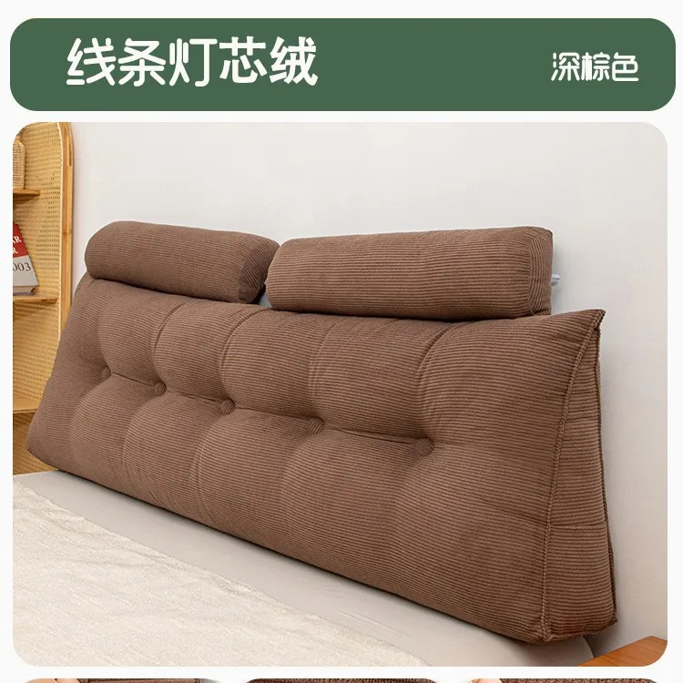 Thickened Queen Headboard Pillow for Sitting Up in Bed, Back Support Reading Pillow with Side Pocket and Velvet Removable Cover,