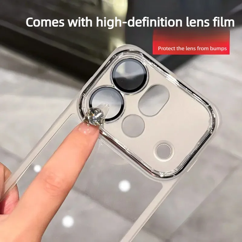 Luxury Transparent Magnetic TPU Phone Case with Full Shockproof Protection and Lens Film