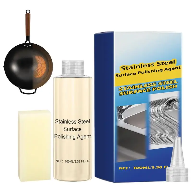 Stainless Steel Surfaces Polisher 100ml Metal Surfaces Cleaner Polish Metal Polish Cleaner Liquid for Sink