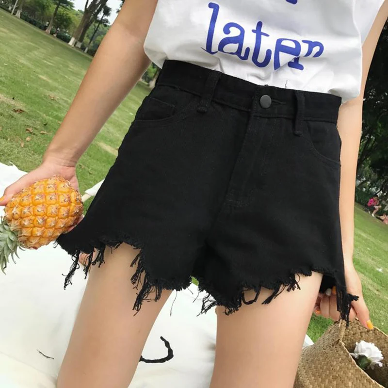 black denim shorts Summer Women's Clothing High Waisted Raw Edge Notched White Denim Shorts Women Wide Leg Pants Loose Thin Shorts Student Hot Pant cargo shorts