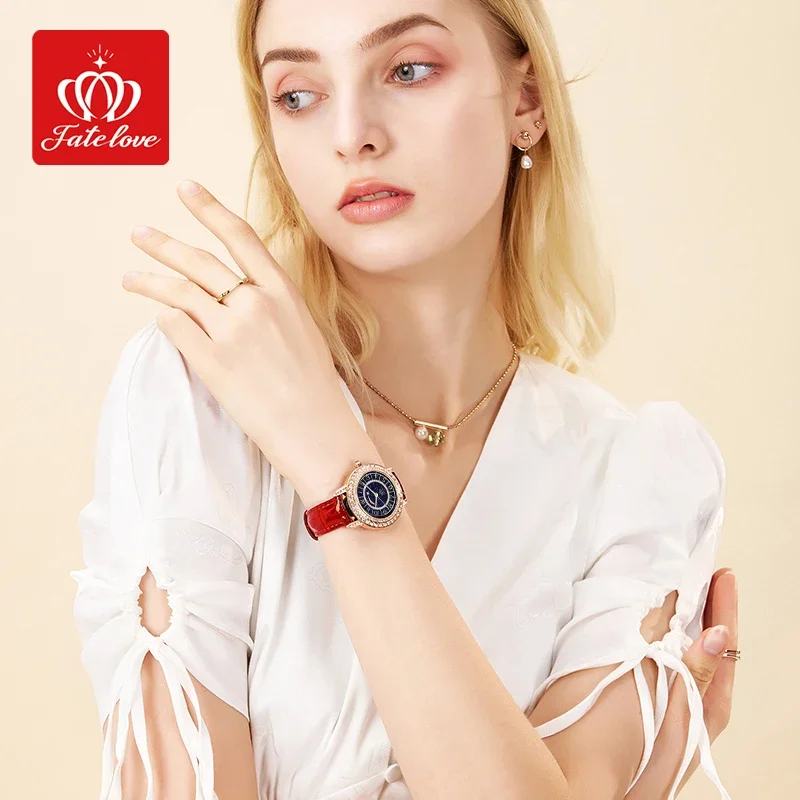 Fate Love 827 Luxury Quartz Watch For Women Fashion Casual Waterproof Strap Elegant Digital Starry Sky Glow Dial Women's Watches