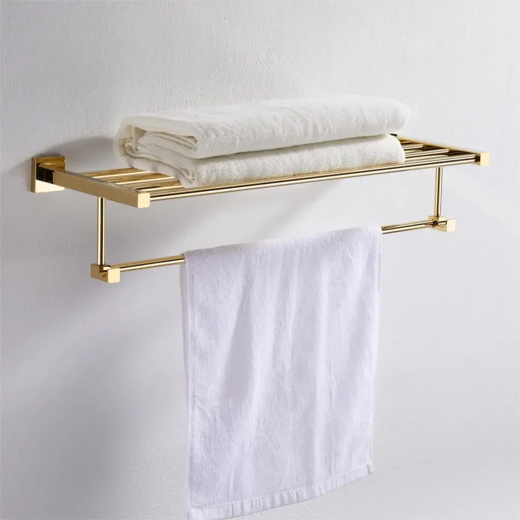 

Vidric Gold Bath Towel Rack Wall Mounted Bath Towel Holder Double Towel Rails holder Made by Brass