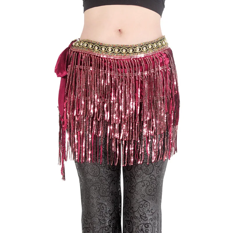 

New Belly Dance Sequins Tassel Hip Scarf Women Dance Costume Accessories Bellydance Belt