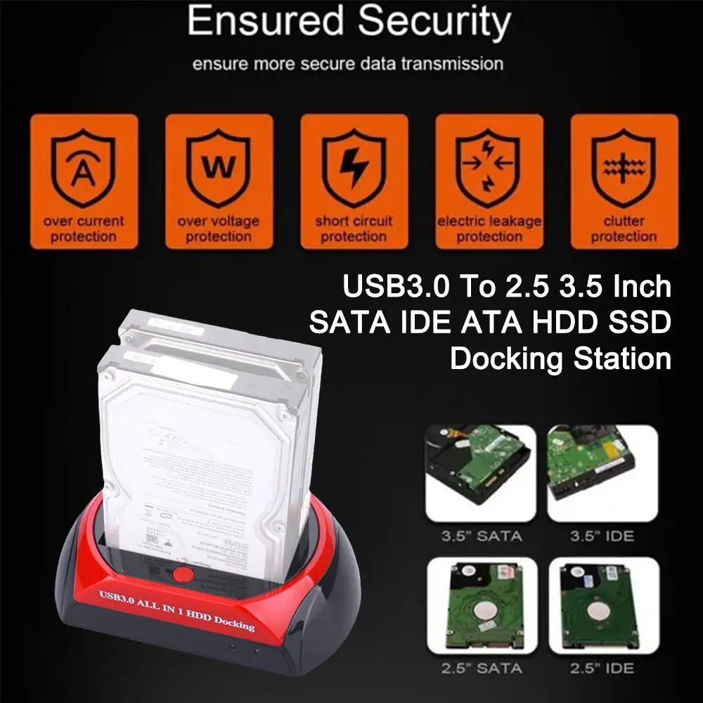 

1 Pcs USB 3.0 Hard Drive Base USB 3.0 To IDE&SATA Hard Slot Computer Case Chassis Base Hard Double Drive Desktop Drive Mobi E4O0