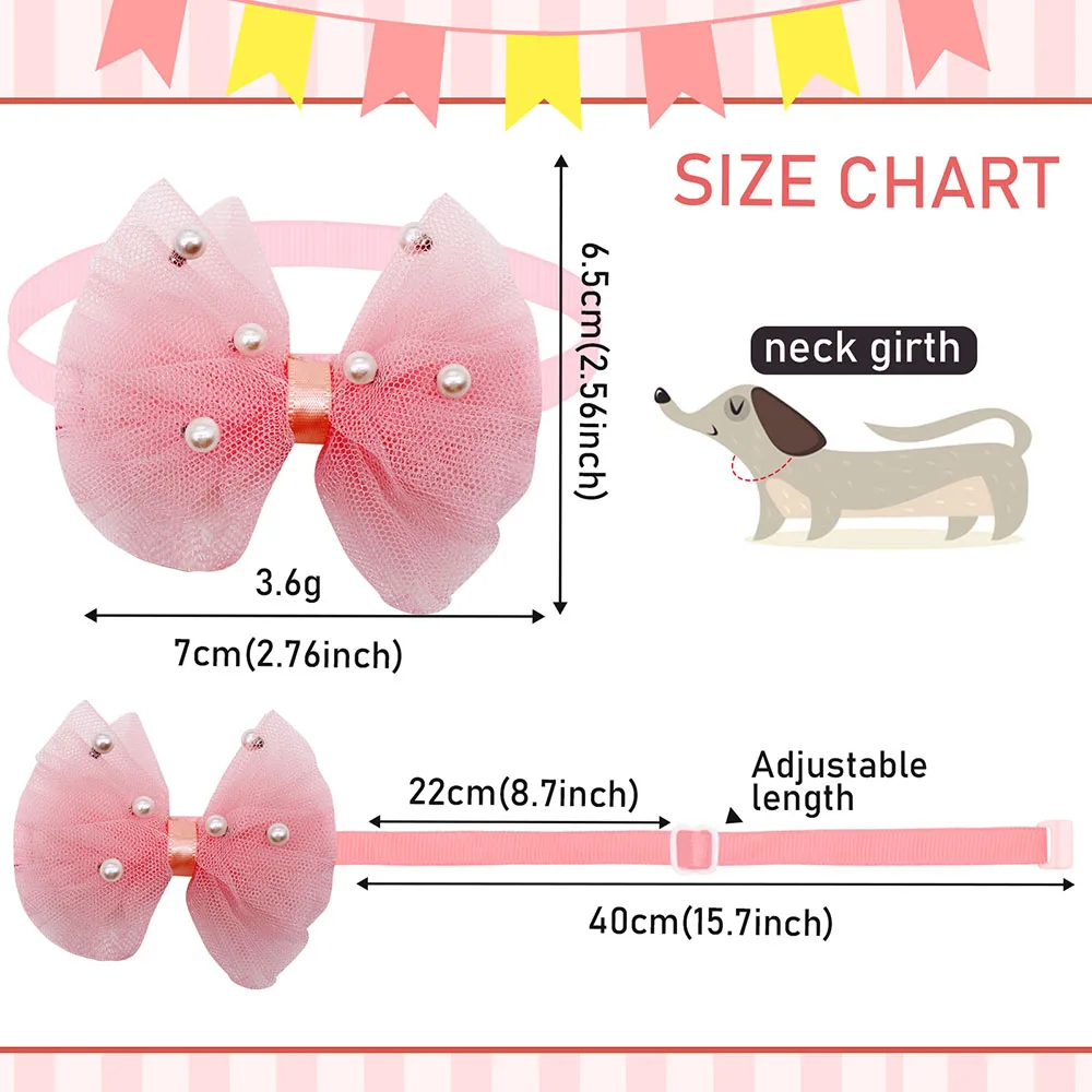 50pcs New Lace Dog Bow Tie Fashion Cute Bulk Small Dog Cat Bowties Collar Small Dog Cat Grooming Accessories For Small Dogs Pets 3
