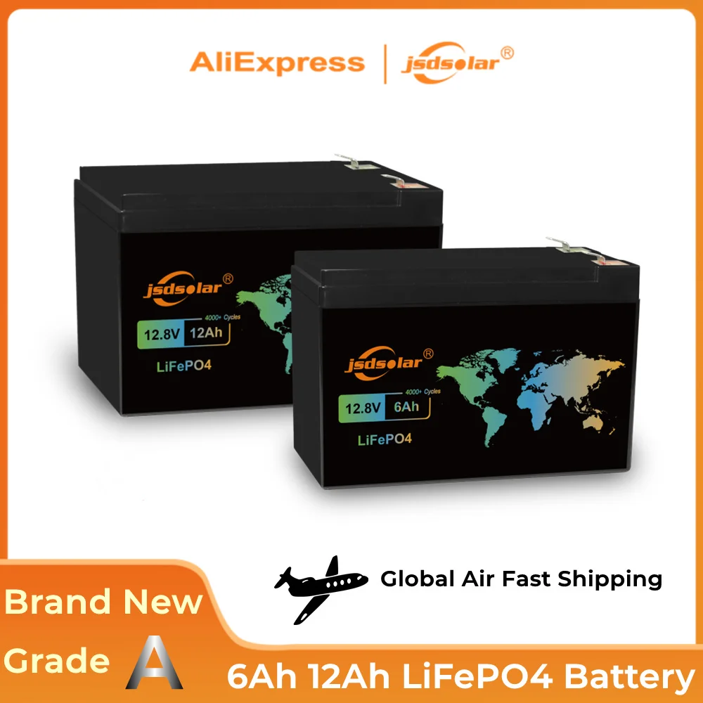 Lithium Battery 12V 12Ah LiFePo4 Battery Pack Built-in BMS Rechargeable Battery for Kid Scooters Boat Motorcycle jsdsolar