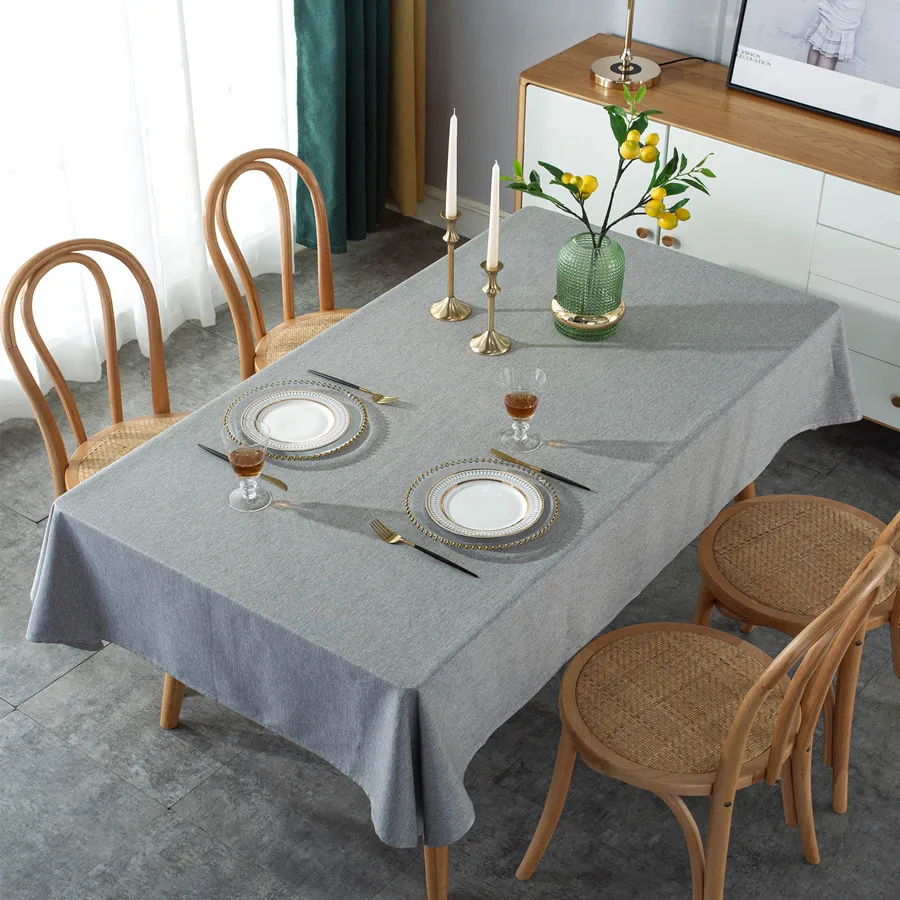 

Grey Cotton Linen Table Cloth Tablecloth Light Luxury High Sense Table Cloth Solid Color Tea Cloth