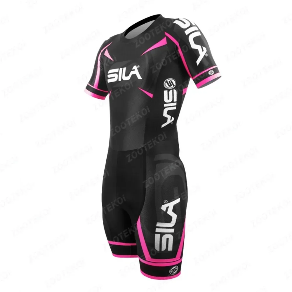 Silasport 인라인 스피드 스케이팅 스킨슈트, 트레이닝 레이스, 편안한 라이크라 원단 사이클 의류, Maillot Ciclismo MTB 자전거 달리기 점프 