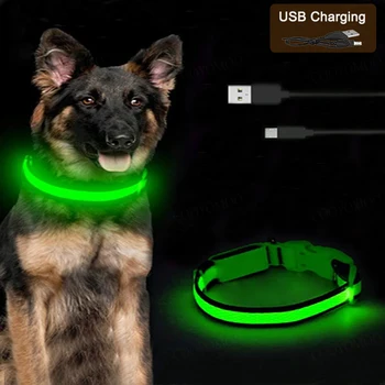 개 발광 충전 칼라 LED USB 고양이 개 목걸이, 분리형 야간 LED 발광 개 분실 방지 칼라, 애완 동물 액세서리, 3 가지 모드