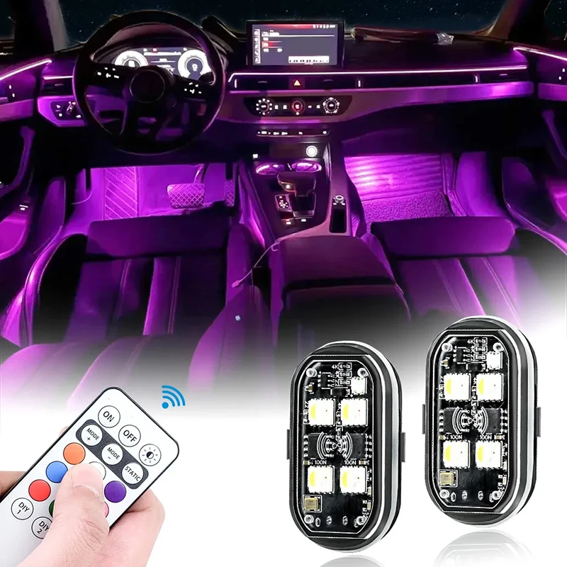 New Wireless LED Strobe Lights Car Decor Atmosphere Light, 8 Colors Rechargeable Led Lights Anti-Collision LED Warning Light