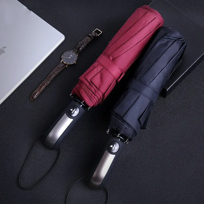 Folding Automatic Wind Resistant Windproof Umbrella Rain For Men Women Black Coating 10K Parasol